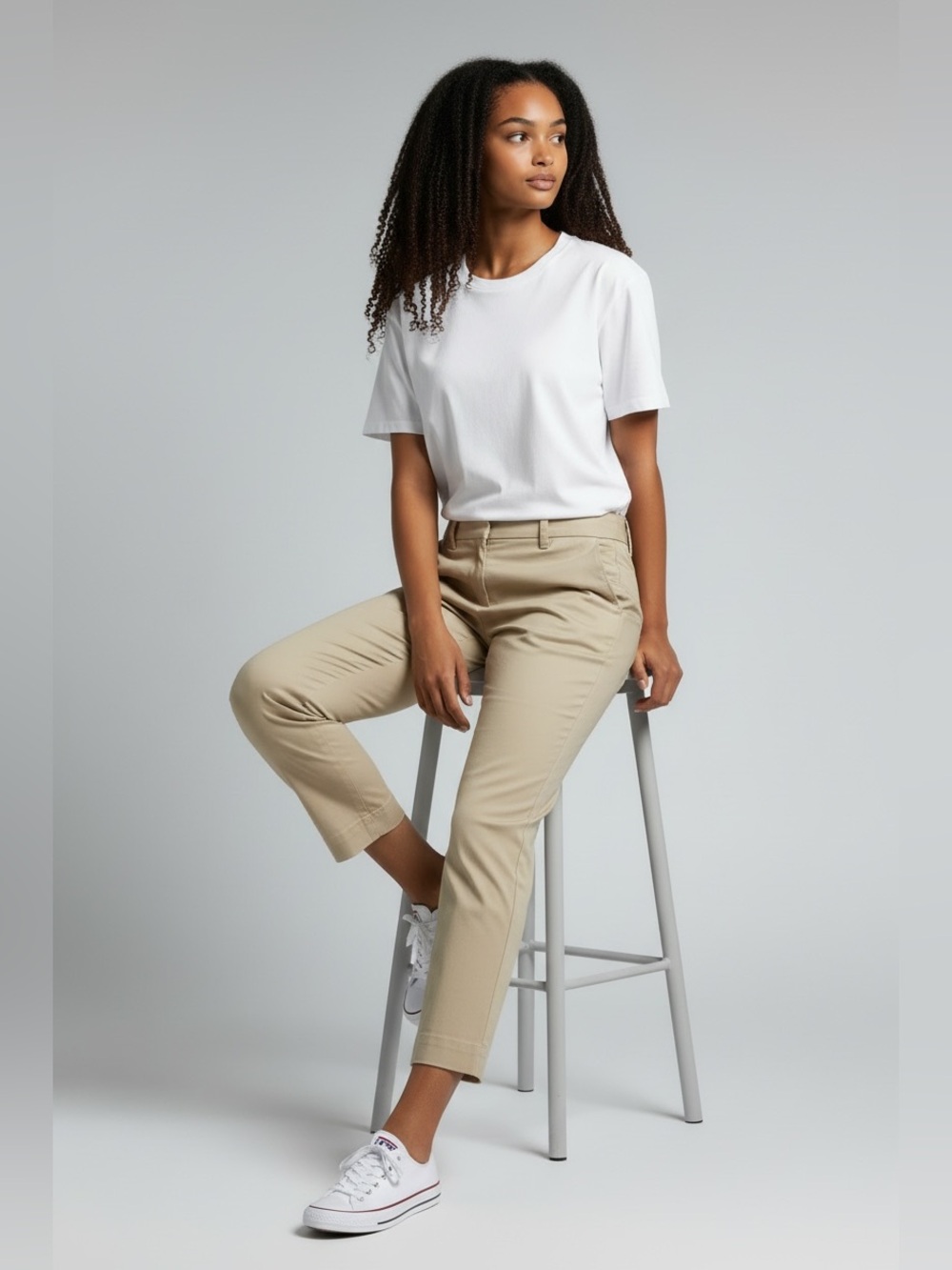 The Limited Beige Cropped Ankle Chino Pants